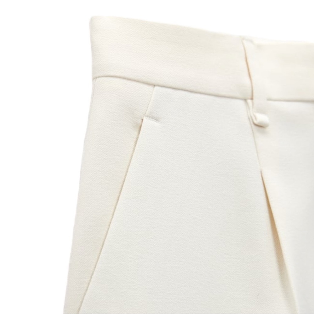NWT. Zara Cream Tailored Bermuda Shorts - Picture 4 of 10